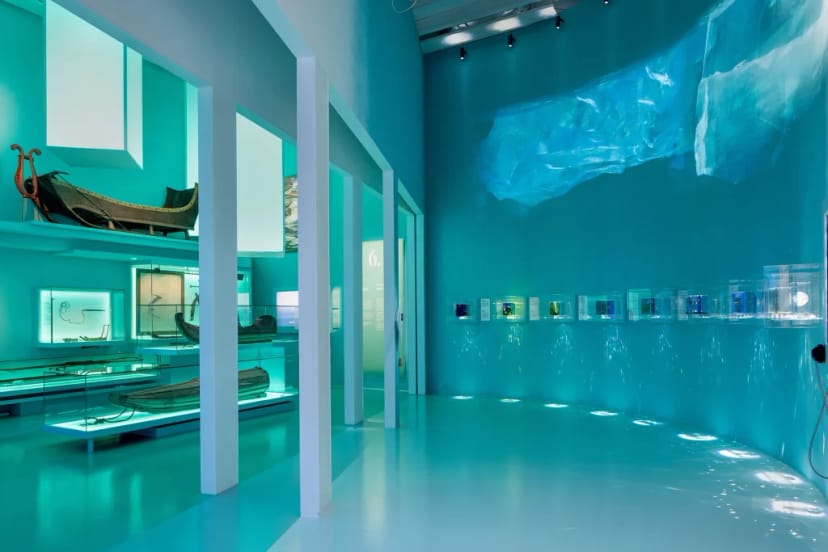 Arctic exhibition space at Nordiska Museet, ideal for atmospheric corporate events and brand launches.