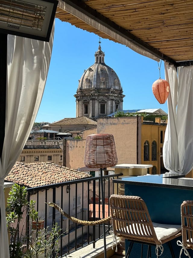 Rooftop terrace in Rome for upscale cocktail receptions and exclusive VIP welcome events.