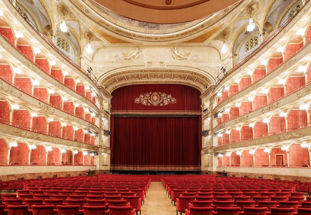 Teatro Costanzi Sala Grigia: elegant tiered plenary space for formal keynote and awards ceremony.