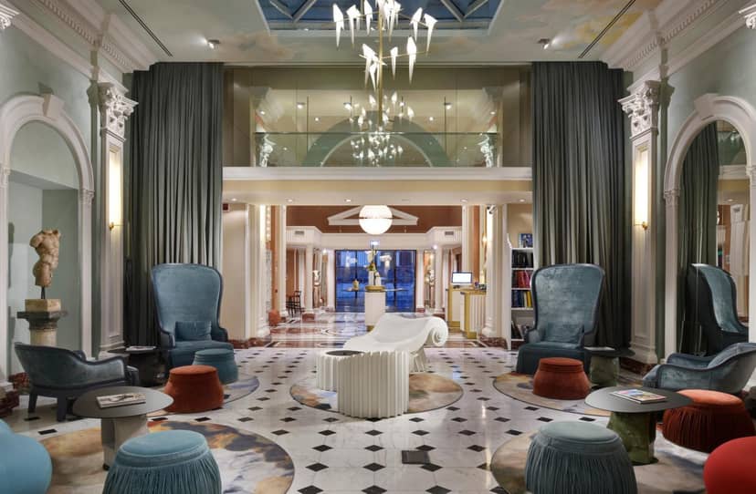 Neoclassical VIP lounge for sophisticated networking receptions and corporate events.