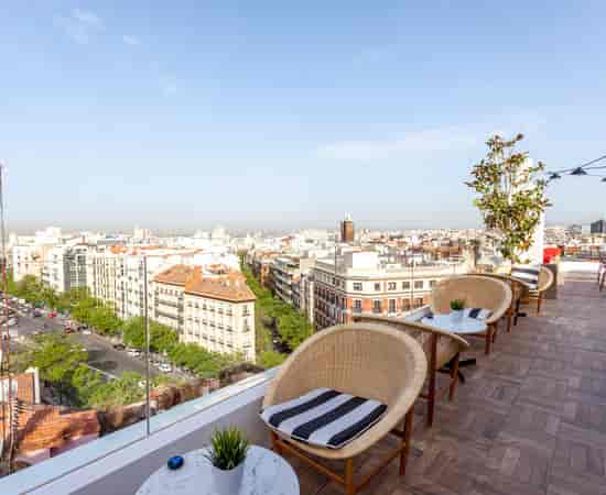 El Cielo de Alcalá rooftop terrace with city views for VIP networking and cocktail events.