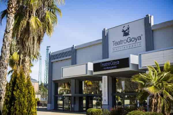 Teatro Goya exterior featuring modern marquee signage for corporate events and product launches.