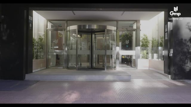 Modern Luchana 23 venue entrance for corporate site inspections and executive meetings.