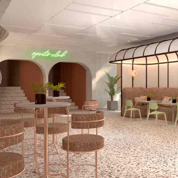 Sala Polivalente event space with lounge seating for networking and brainstorming.