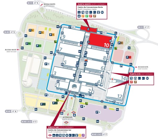 IFEMA Madrid Recinto Ferial venue map for logistics planning and event accessibility.