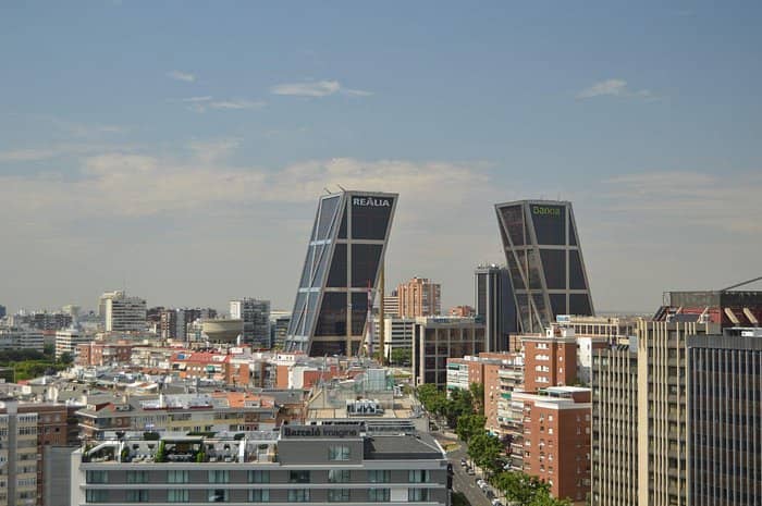 Hotel Chamartín The One rooftop with Puerta de Europa towers, ideal for corporate events and meetings.