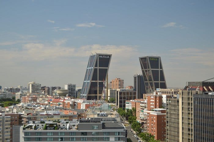 Hotel Chamartín The One rooftop with Puerta de Europa towers, ideal for corporate events and meetings.
