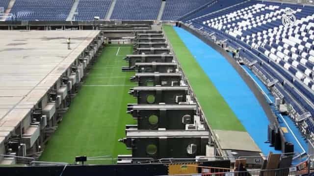 Terreno de Juego stadium load-in: complex event infrastructure setup for a large-scale live concert.