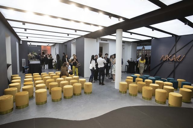 Modern Main Hall at Nakari featuring modular seating for panel discussions and product launches.