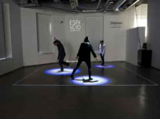 Interactive floor-projected lighting installation for immersive brand activation and networking.
