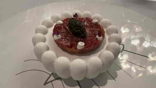 Upscale plated starter for high-end gala or VIP boardroom dinner at Paco Roncero Restaurante.