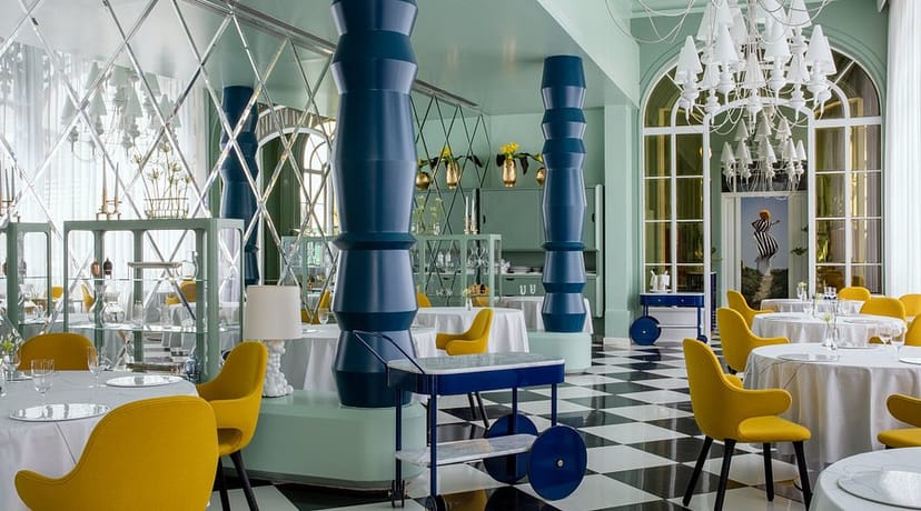Paco Roncero Restaurante: whimsical high-end dining space for corporate luncheons and VIP receptions.