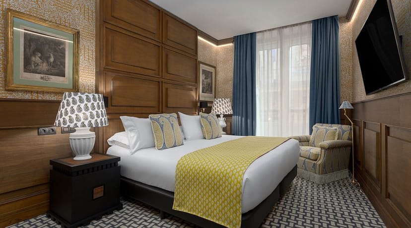 Luxury boutique hotel suite for VIP executive retreats and high-end accommodations.