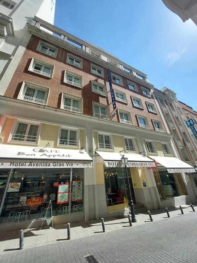 Hotel Avenida Gran Via street view, ideal for central city-center event venue programs.