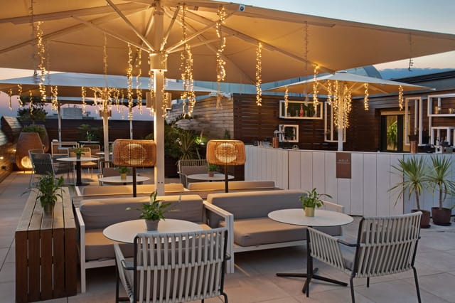 Hotel Serrano rooftop lounge for networking reception and upscale corporate events.