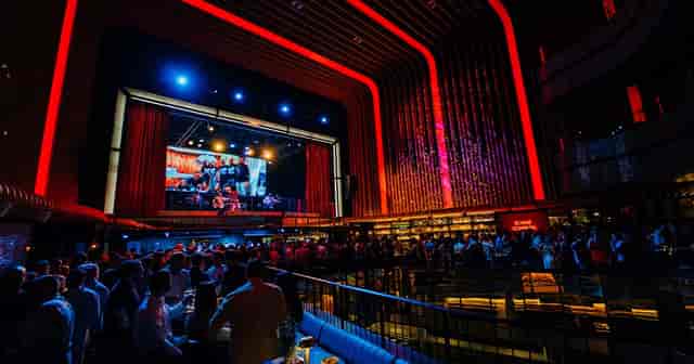 Platea Madrid stage: multi-level event space for corporate reception and professional evening gala.
