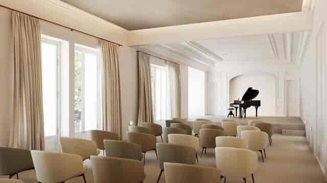 Club Monteverdi exhibition space for intimate recitals and executive keynotes.