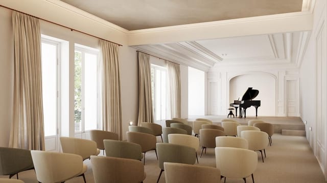 Club Monteverdi exhibition space for intimate recitals and executive keynotes.