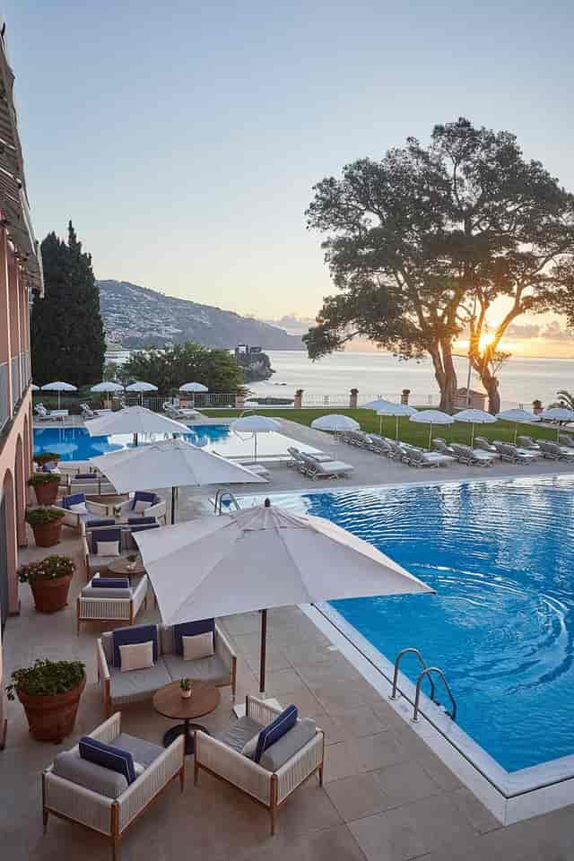 Pool Terrace at Belmond Reid's Palace Madeira: luxury incentive trip and networking event venue.