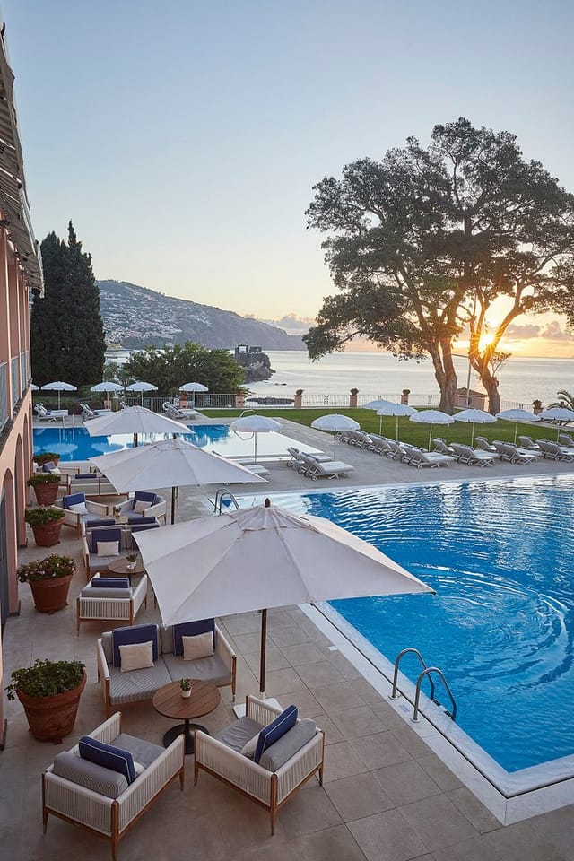 Pool Terrace at Belmond Reid's Palace Madeira: luxury incentive trip and networking event venue.