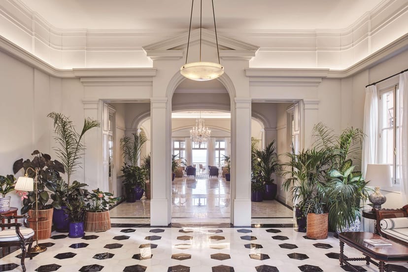 Elegant Salon 28 foyer at Belmond Reid’s Palace for corporate receptions and networking events.