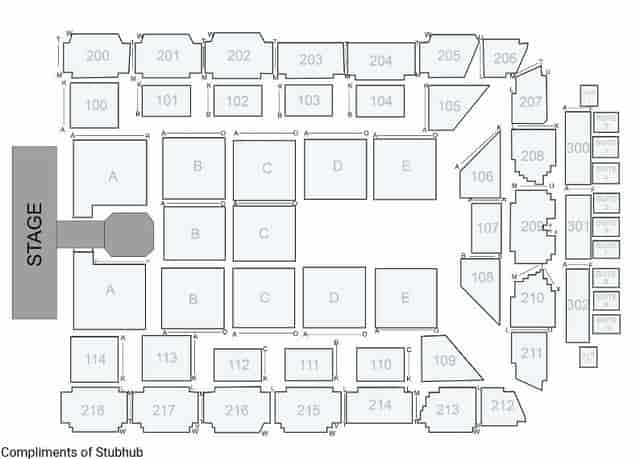 Utilita Arena foyer with stage and tiered seating for concerts and corporate events.