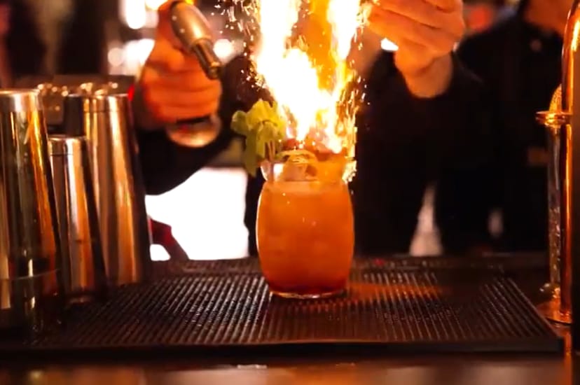 High-impact mixology at DESIRE venue, perfect for engaging corporate and evening reception events.