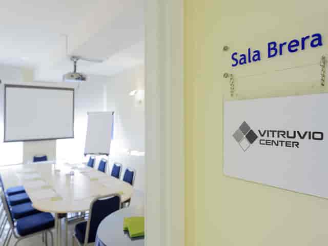 Boardroom meeting room at Vitruvio Center, perfect for corporate events and professional webinars.
