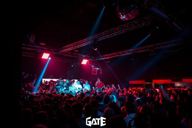 Gate Milano Club Room concert with truss lighting for live music and corporate events.