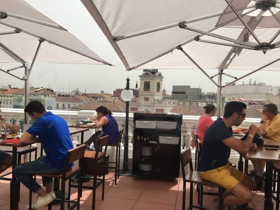 Taberna Puertalsol rooftop venue with skyline view for corporate networking and incentive events.