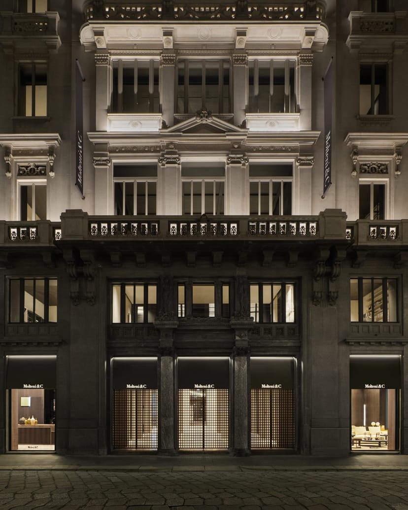 Molteni Galleria historic facade: luxury brand activation and gala event venue.