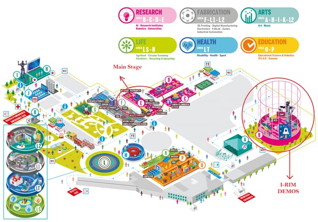 Gemini event site map at Stella Polare Convention Centre, showcasing zoning for exhibition layout.