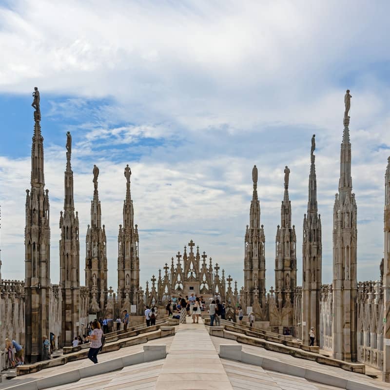 VIP cocktail reception at The Roof Milan overlooking the Duomo for corporate incentive travel.