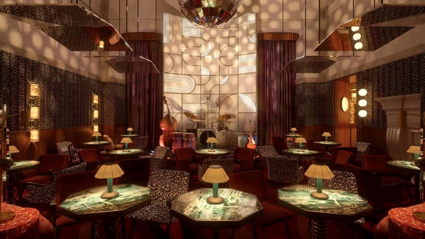 High-end lounge at Bar in Rumore for upscale cocktail receptions and VIP networking events.