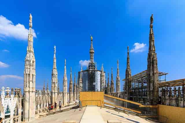 Rooftop terrace at Terrazza del Don with historic architecture; ideal for event venue rental.
