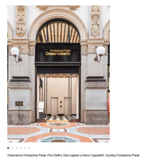 Osservatorio Fondazione Prada entrance: elegant architectural venue for VIP receptions and events.