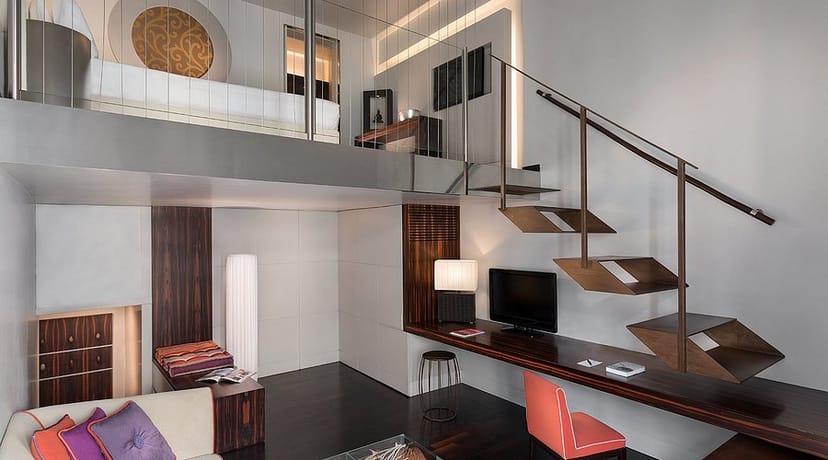 ARIA Terrace duplex suite with workspace for luxury bleisure travel and executive events.