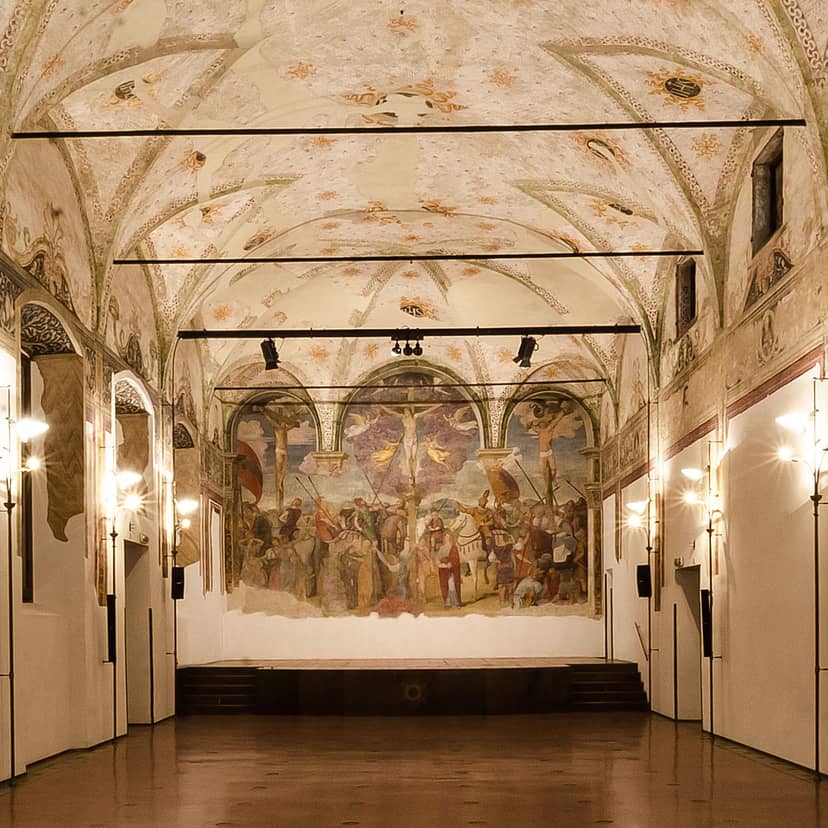 Salone degli Affreschi historic venue with fresco backdrop for evening galas and presentations.