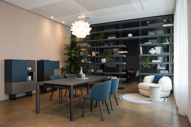 Private executive boardroom in Salotto, Casa LAGO, featuring sophisticated residential interior.