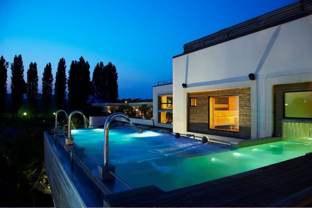 Olympic-size open-air pool at Aspria Harbour Club Milan, perfect for executive retreats and events.