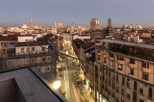 Hotel Ariston rooftop terrace with panoramic city views for corporate cocktail events.