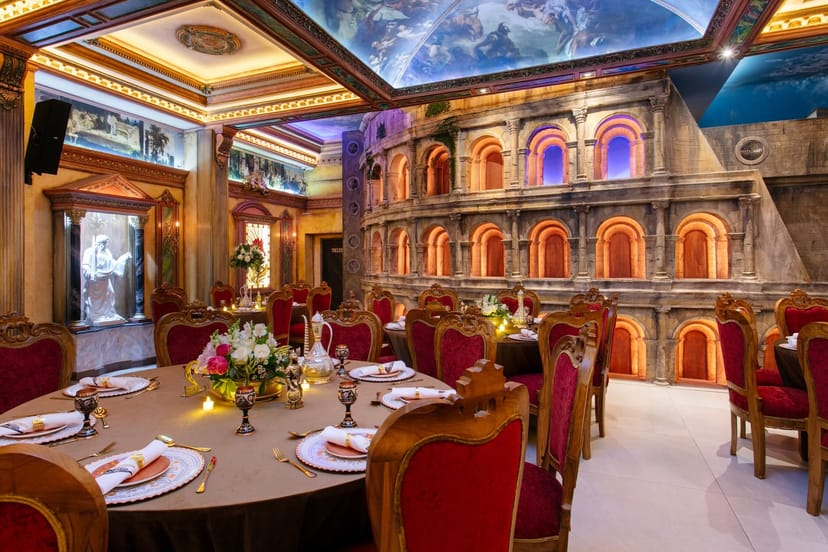 Colosseum Durban themed banquet hall with Roman architecture for gala events and immersive dinners.