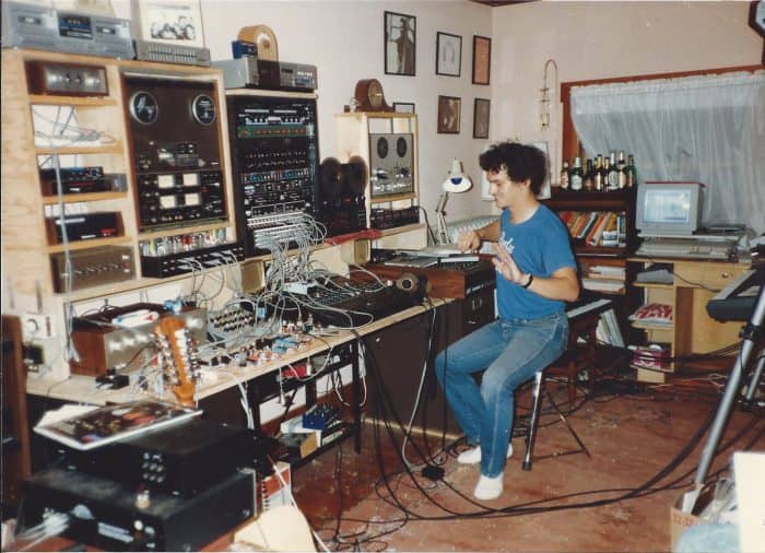 Chaotic unmanaged cables at The Nest Studios recording studio, live event safety hazard.