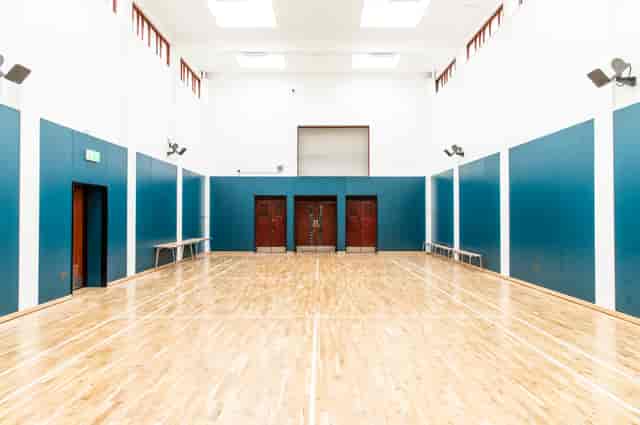 Sports Hall at The Pyramid, polished wood floor, versatile venue for events and meetings.