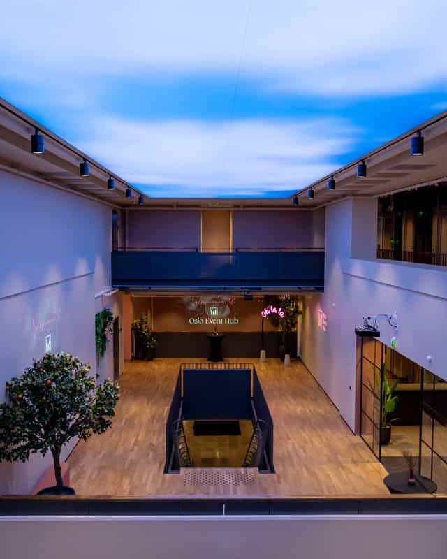 Big Time Hall: Multi-level event space with light ceiling for brand activations and networking.