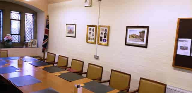Boardroom at St Anne's Parish Church, Haughton featuring vintage decor for meeting and event hire.