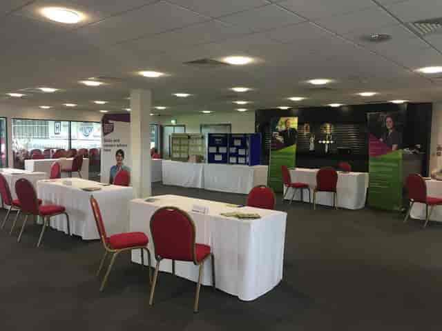 Hall of Fame room setup with pull-up banners for corporate exhibition and workshop events.