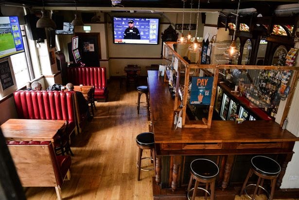 Bar at The Seven Oaks for casual networking and watch party event venue.