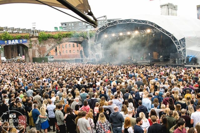 Castlefield Bowl outdoor concert venue with brick arches for live music and festival events.