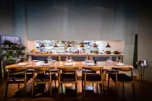 Stylish dining setup at TOZI Restaurant, ideal for intimate events in London.